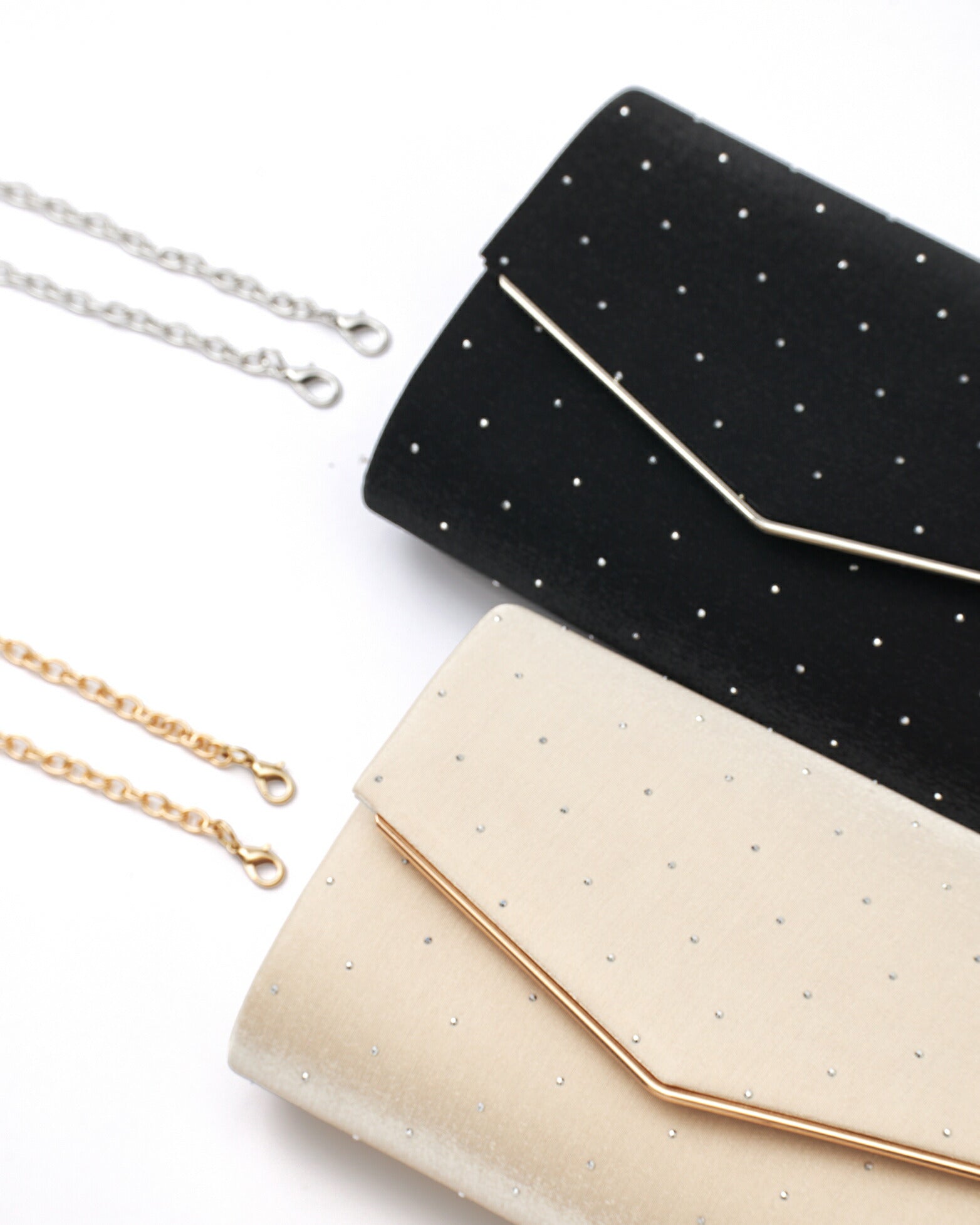 結婚式 パーティーバッグ 2WAY 収納力 サテン ラインストーン クラッチ