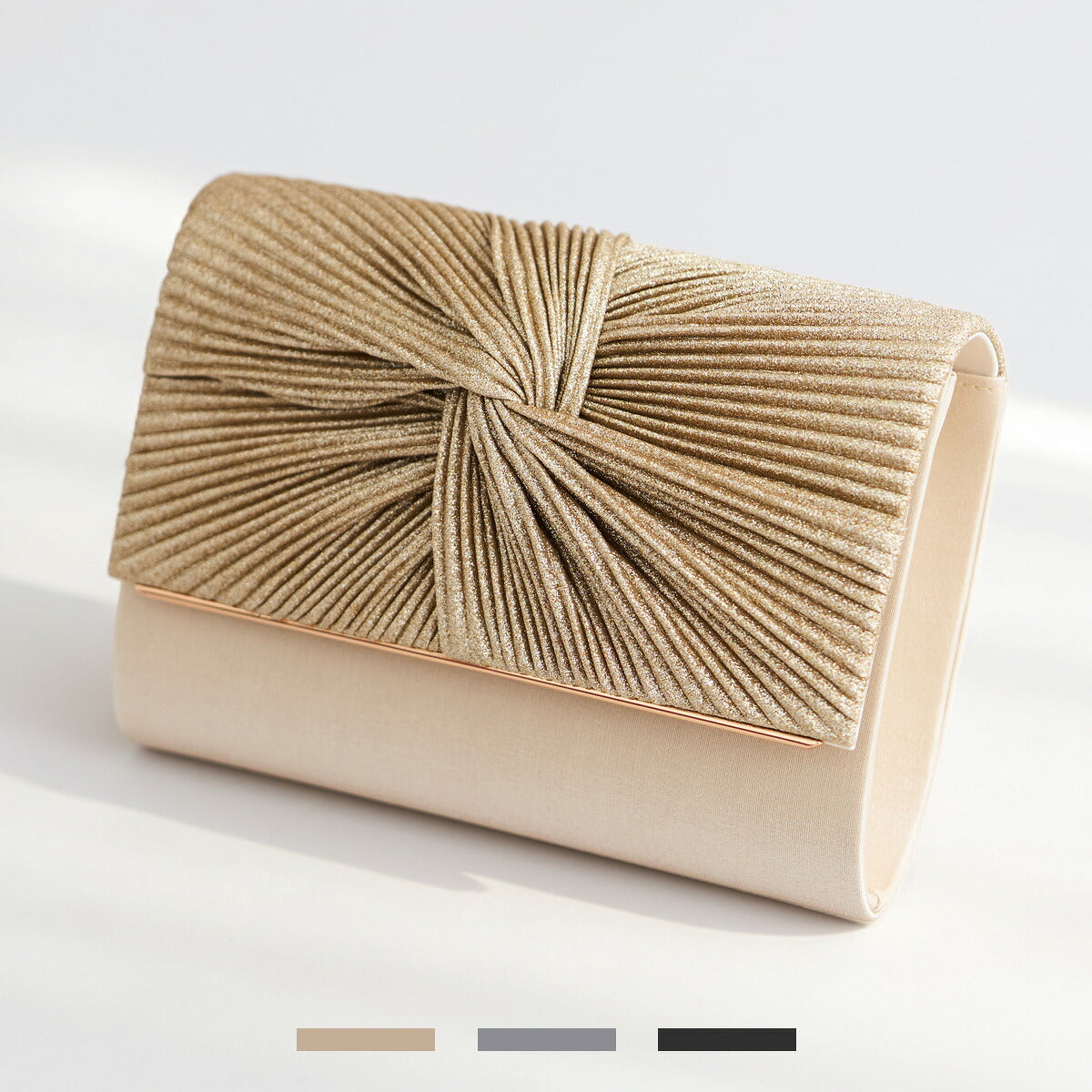 パーティーバッグ 結婚式 クラッチバッグ 2way ショルダーバッグ バッグ レディース ラメ プリーツ サテン ツイスト パーティバッグ フォーマルバッグ フォーマル お呼ばれ 二次会 謝恩会 披露宴 演奏会 発表会 入学式 卒業式 チェーン ゴールド シルバー ブラック 黒