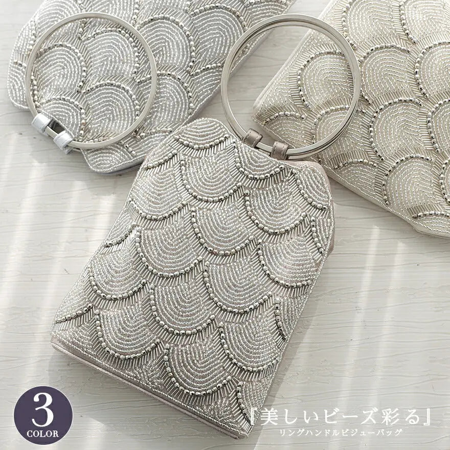 パーティーバッグ結婚式バッグレディース秋冬ビーズ刺しゅう/フェイクパール/ビーズ/スパンコール/コンパクト/2WAY小さめ