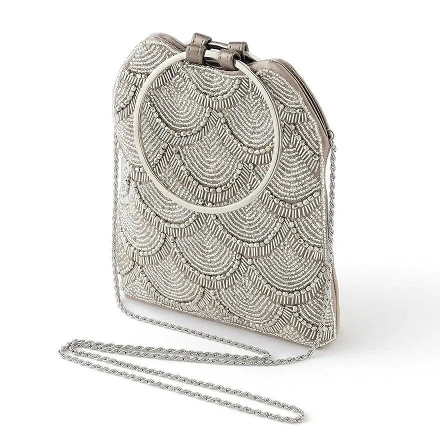 パーティーバッグ結婚式バッグレディース秋冬ビーズ刺しゅう/フェイクパール/ビーズ/スパンコール/コンパクト/2WAY小さめ