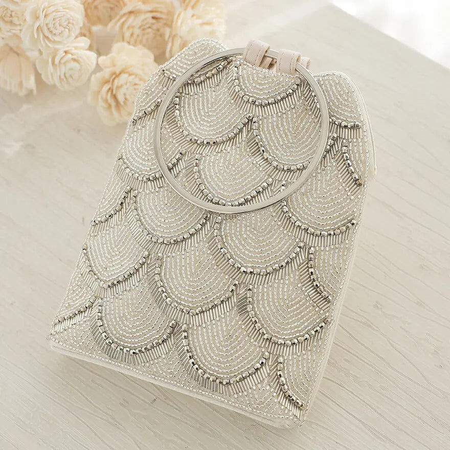 ビーズ刺繍ハンドルパーティーバッグ結婚式バッグパーティーバッグレディース春夏ビーズ/刺繍/ショルダー/2WAY