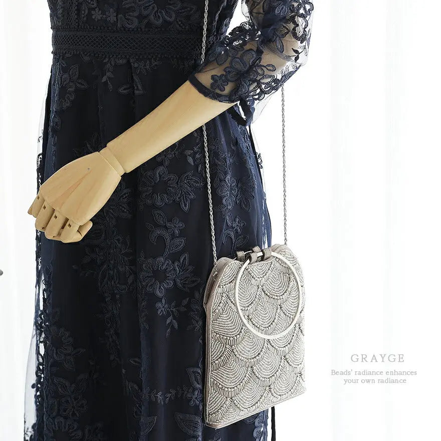 ビーズ刺繍ハンドルパーティーバッグ 結婚式 バッグ パーティーバッグ