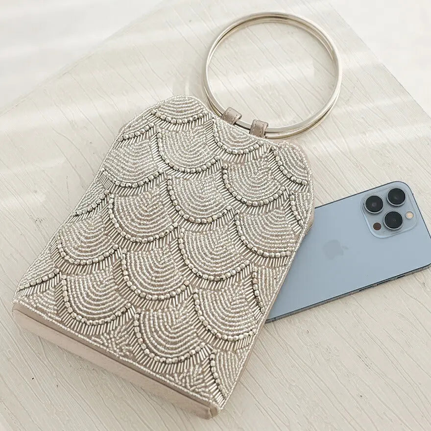 パーティーバッグ結婚式バッグレディース秋冬ビーズ刺しゅう/フェイクパール/ビーズ/スパンコール/コンパクト/2WAY小さめ