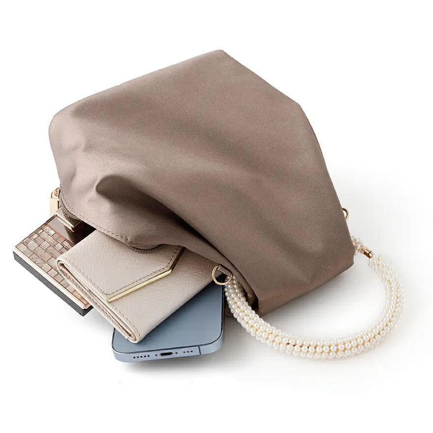 【3%OFFクーポンで10456円】リングハンドル刺繍巾着バッグパーティーバッグ結婚式バッグレディース春夏お呼ばれ/パーティ/リボン/オーガンジー/キラキラ/ビーズ/2WAY