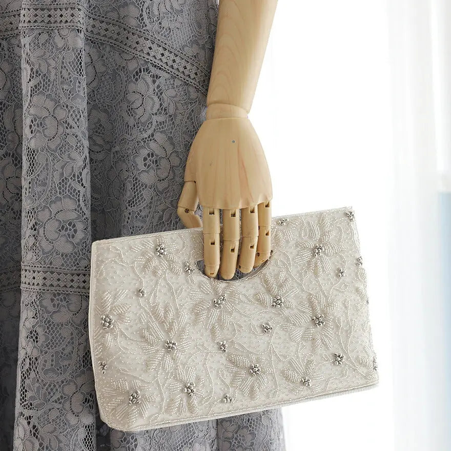 パーティーバッグ結婚式バッグレディース秋冬ビーズ刺しゅう/フェイクパール/ビーズ/スパンコール/コンパクト/2WAY小さめ