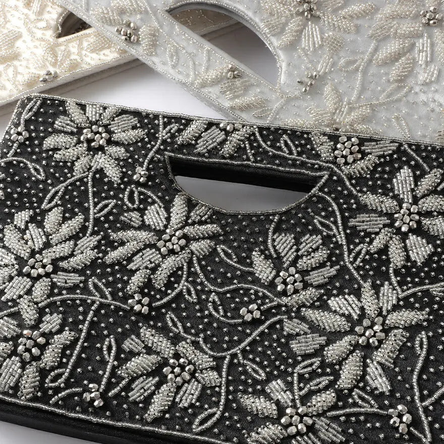 パーティーバッグ結婚式バッグレディース秋冬ビーズ刺しゅう/フェイクパール/ビーズ/スパンコール/コンパクト/2WAY小さめ