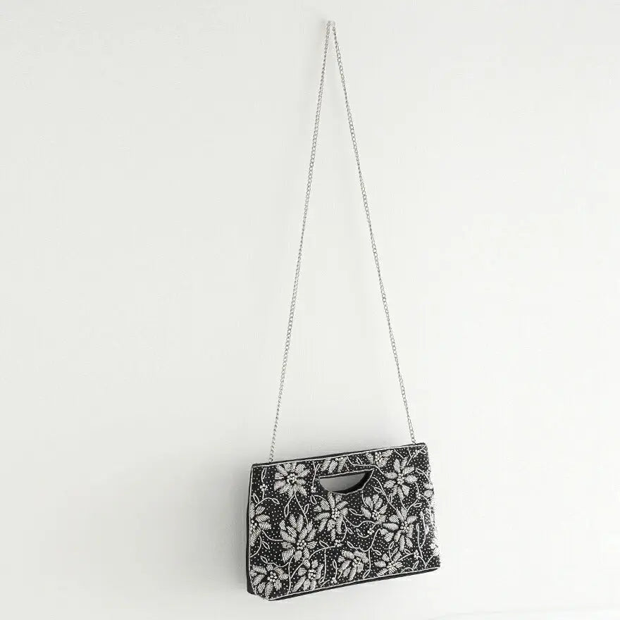 パーティーバッグ結婚式バッグレディース秋冬ビーズ刺しゅう/フェイクパール/ビーズ/スパンコール/コンパクト/2WAY小さめ