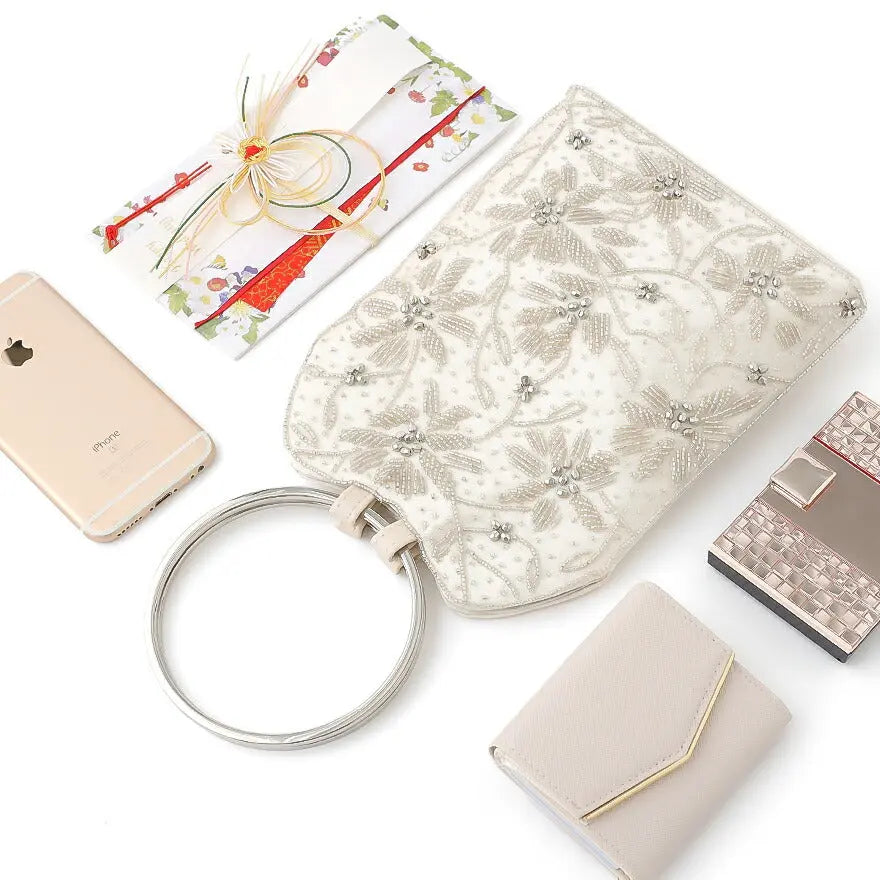 パーティーバッグ結婚式バッグレディース秋冬ビーズ刺しゅう/フェイクパール/ビーズ/スパンコール/コンパクト/2WAY小さめ