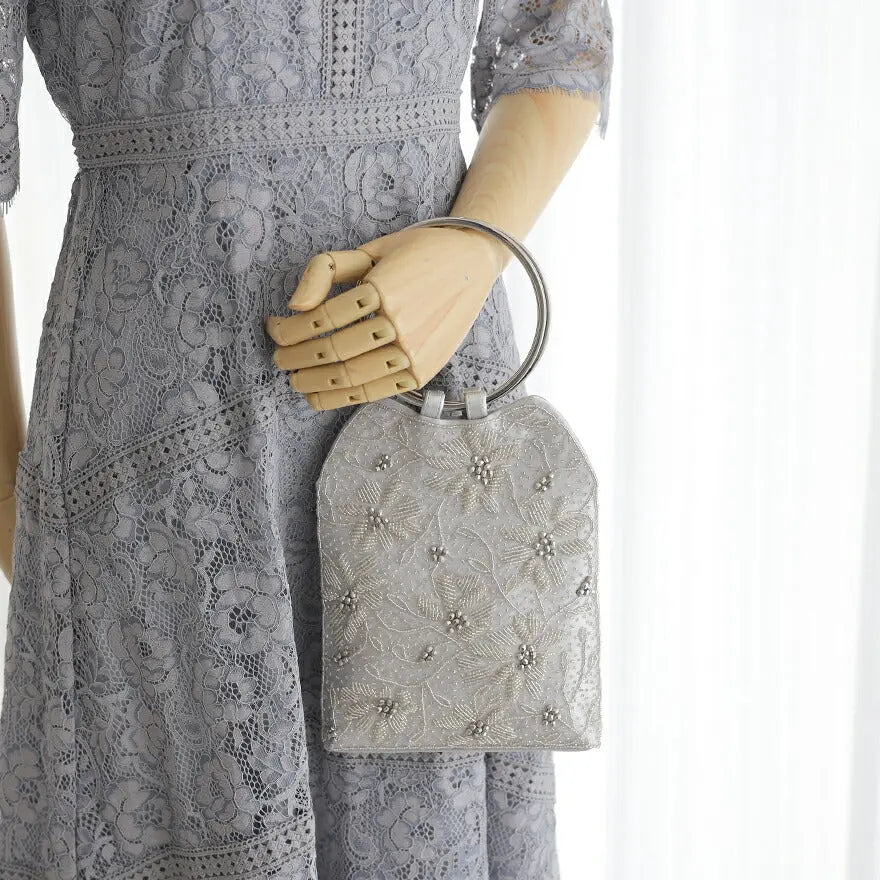 パーティーバッグ結婚式バッグレディース秋冬ビーズ刺しゅう/フェイクパール/ビーズ/スパンコール/コンパクト/2WAY小さめ