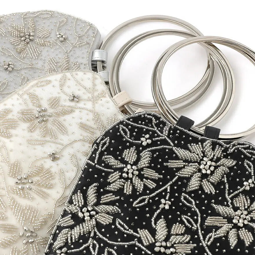 パーティーバッグ結婚式バッグレディース秋冬ビーズ刺しゅう/フェイクパール/ビーズ/スパンコール/コンパクト/2WAY小さめ