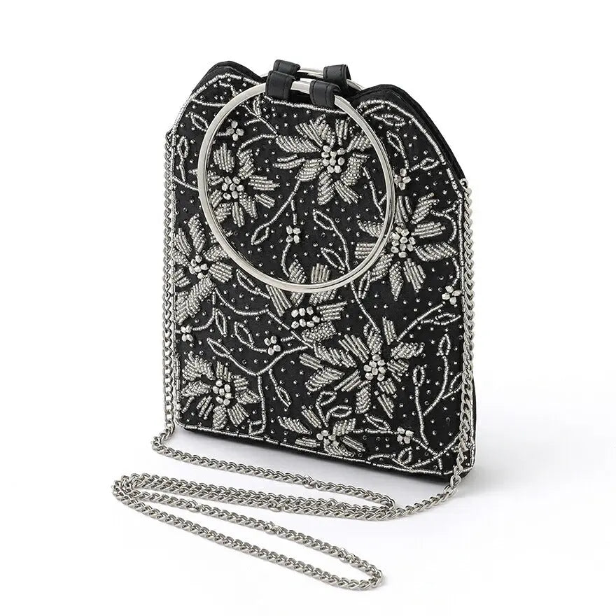 パーティーバッグ結婚式バッグレディース秋冬ビーズ刺しゅう/フェイクパール/ビーズ/スパンコール/コンパクト/2WAY小さめ