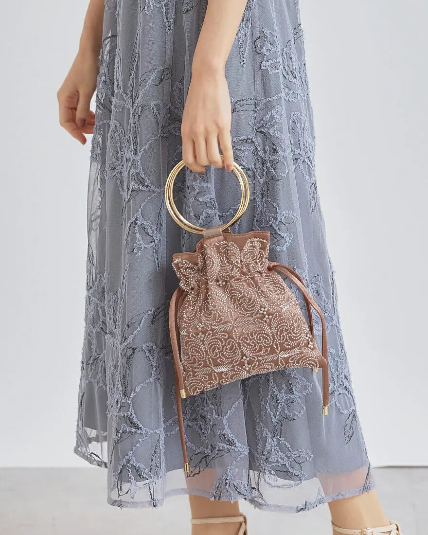 パーティーバッグ結婚式バッグレディース秋冬ビーズ刺しゅう/フェイクパール/ビーズ/スパンコール/コンパクト/2WAY小さめ