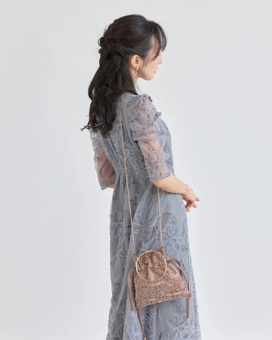 パーティーバッグ結婚式バッグレディース秋冬ビーズ刺しゅう/フェイクパール/ビーズ/スパンコール/コンパクト/2WAY小さめ