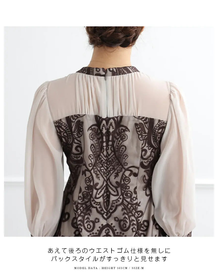 ドレスパーティードレス結婚式ワンピースお呼ばれロング春夏フォーマルプリーツパーティーレースロングドレス袖あり大きいサイズ