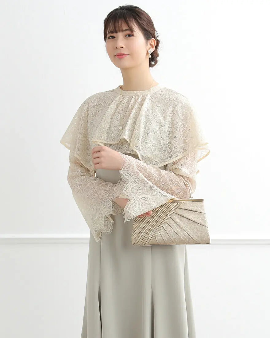 ケープとワンピースの2点セットのドレスワンピースパーティードレス結婚式ワンピースANDRESDアンドレスドお呼ばれロング秋冬フォーマルレースパーティーロングドレス袖ありかっこいい大きいサイズ