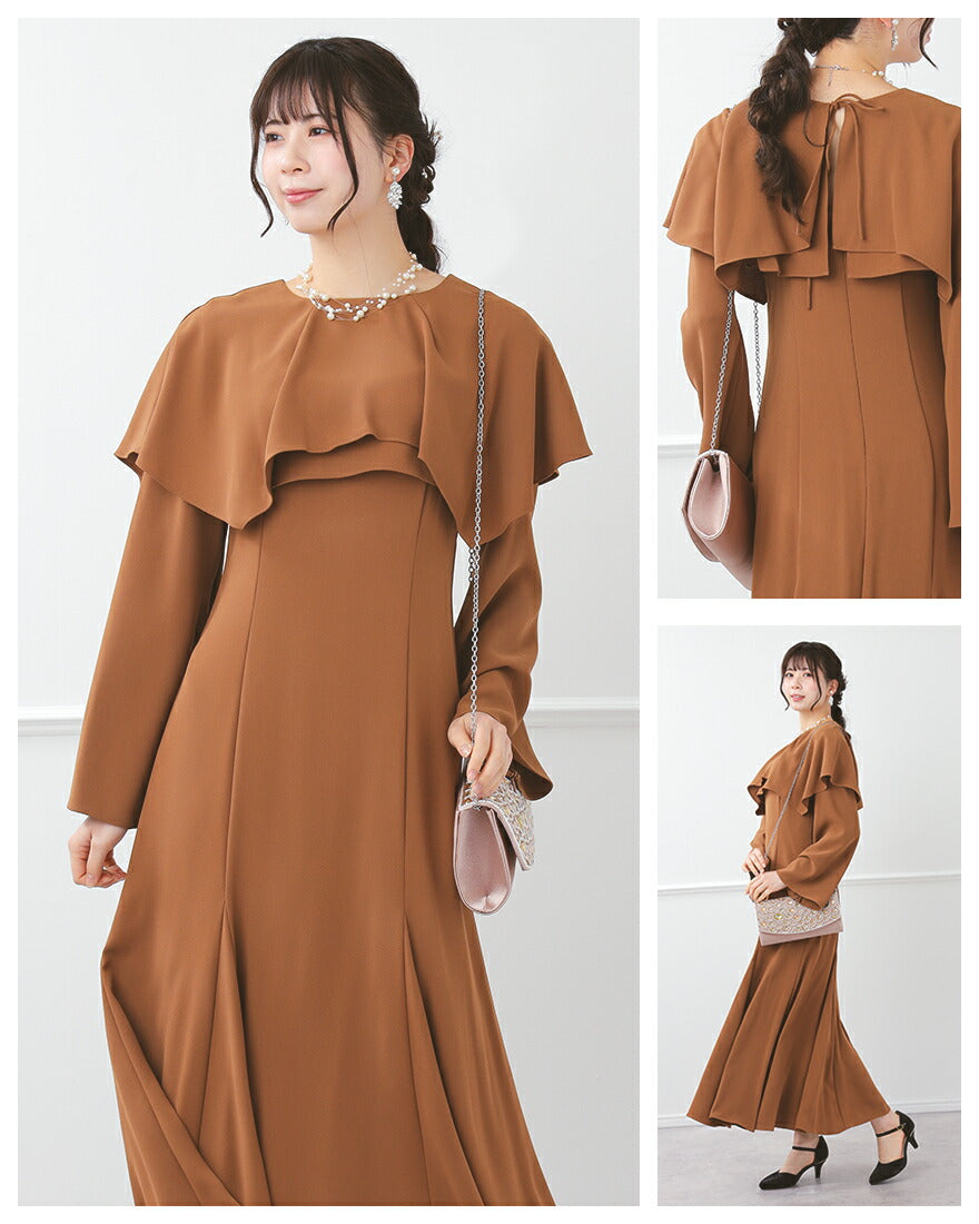 ドレスパーティードレス結婚式ワンピースお呼ばれロング春夏フォーマルプリーツパーティーレースロングドレス袖あり大きいサイズ