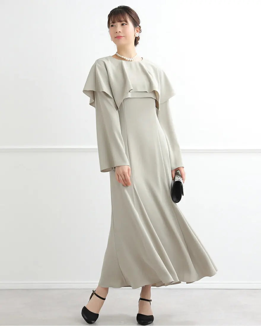 ドレスパーティードレス結婚式ワンピースお呼ばれロング春夏フォーマルプリーツパーティーレースロングドレス袖あり大きいサイズ