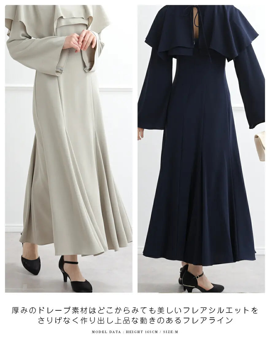 ドレスパーティードレス結婚式ワンピースお呼ばれロング春夏フォーマルプリーツパーティーレースロングドレス袖あり大きいサイズ