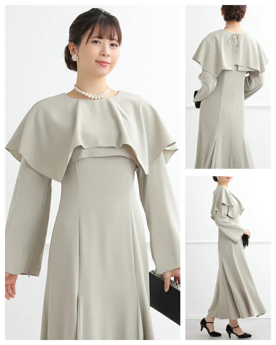 ドレスパーティードレス結婚式ワンピースお呼ばれロング春夏フォーマルプリーツパーティーレースロングドレス袖あり大きいサイズ