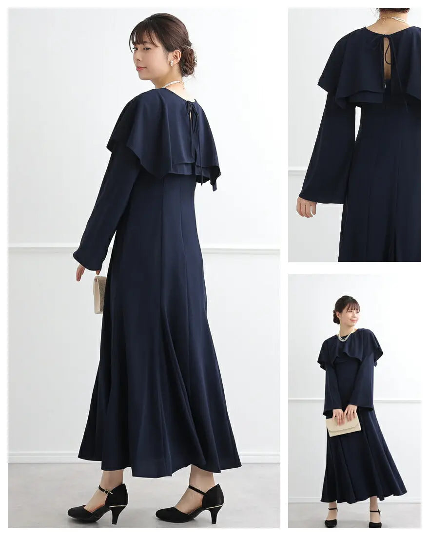 ドレスパーティードレス結婚式ワンピースお呼ばれロング春夏フォーマルプリーツパーティーレースロングドレス袖あり大きいサイズ