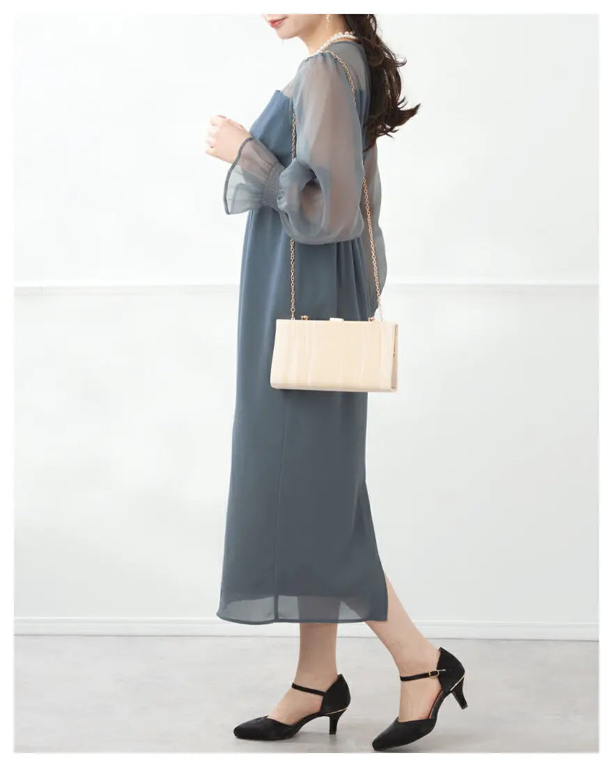 ドレスパーティードレス結婚式ワンピースお呼ばれロング春夏フォーマルプリーツパーティーレースロングドレス袖あり大きいサイズ