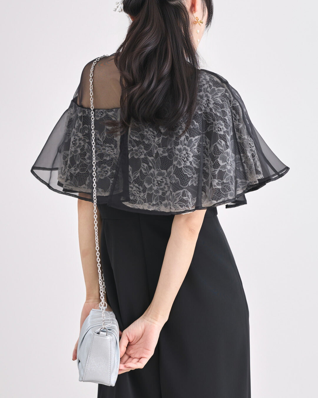 ドレスパーティードレス結婚式ワンピースお呼ばれロング春夏フォーマルプリーツパーティーレースロングドレス袖あり大きいサイズ