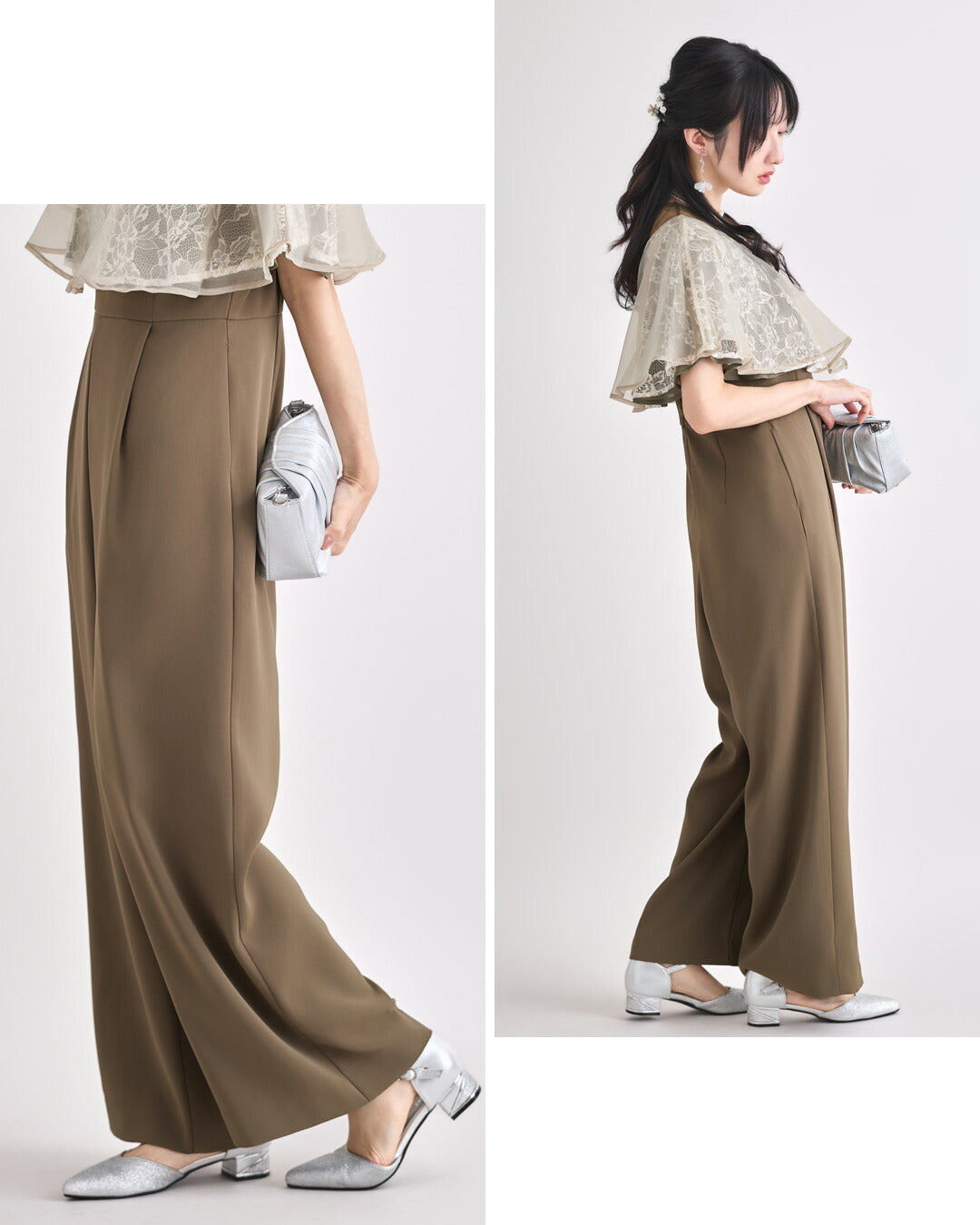 ドレスパーティードレス結婚式ワンピースお呼ばれロング春夏フォーマルプリーツパーティーレースロングドレス袖あり大きいサイズ