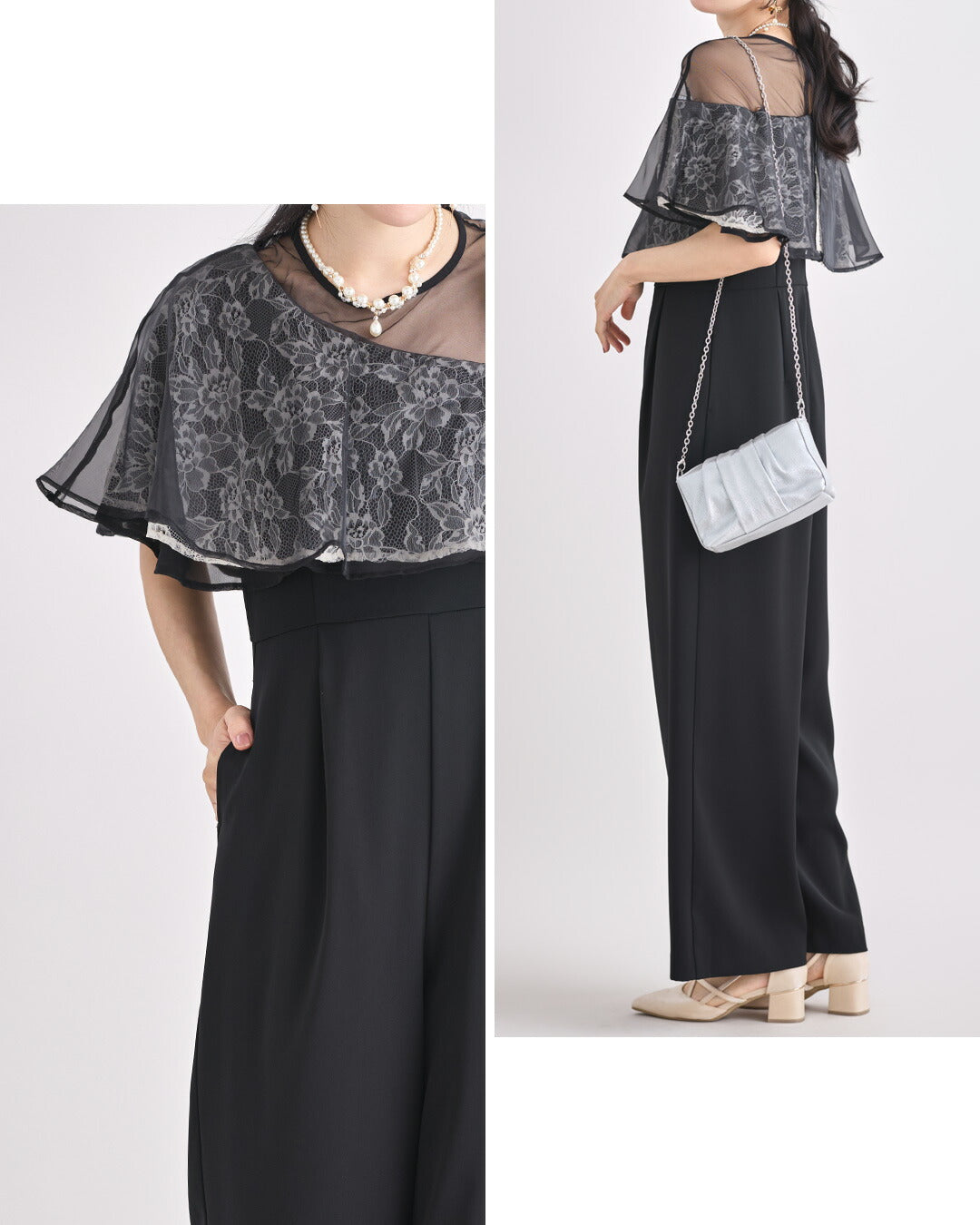 ドレスパーティードレス結婚式ワンピースお呼ばれロング春夏フォーマルプリーツパーティーレースロングドレス袖あり大きいサイズ