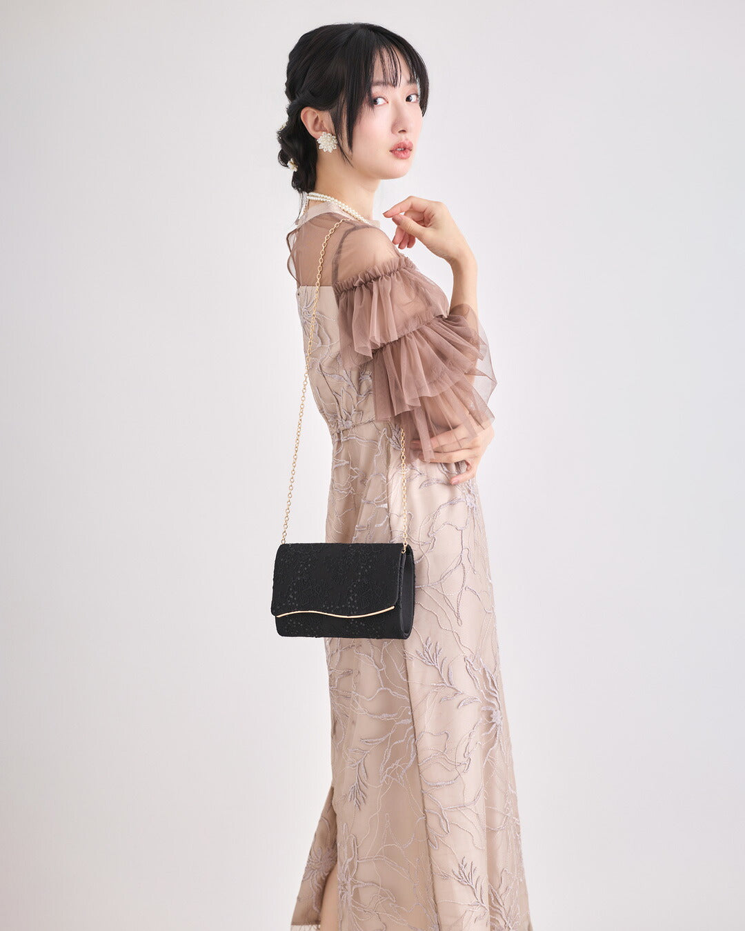 3WAYボレロがセットのドレスワンピースパーティードレス結婚式ワンピースANDRESDアンドレスドお呼ばれロング秋冬フォーマルレースパーティーロングドレス袖ありかっこいい大きいサイズ