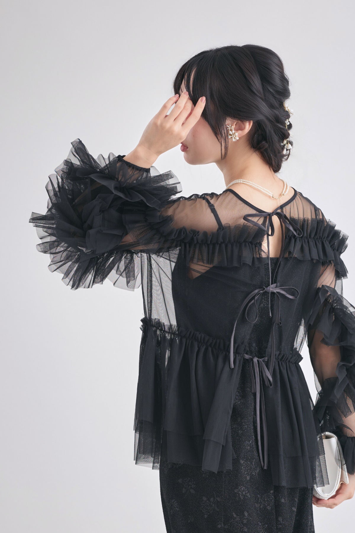 ドレスパーティードレス結婚式ワンピースお呼ばれロング春夏フォーマルプリーツパーティーレースロングドレス袖あり大きいサイズ