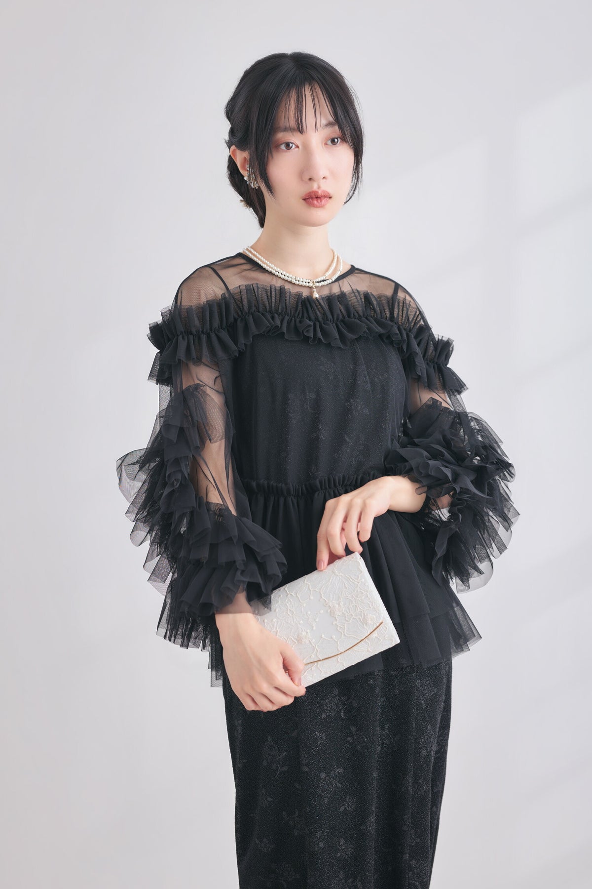 ドレスパーティードレス結婚式ワンピースお呼ばれロング春夏フォーマルプリーツパーティーレースロングドレス袖あり大きいサイズ