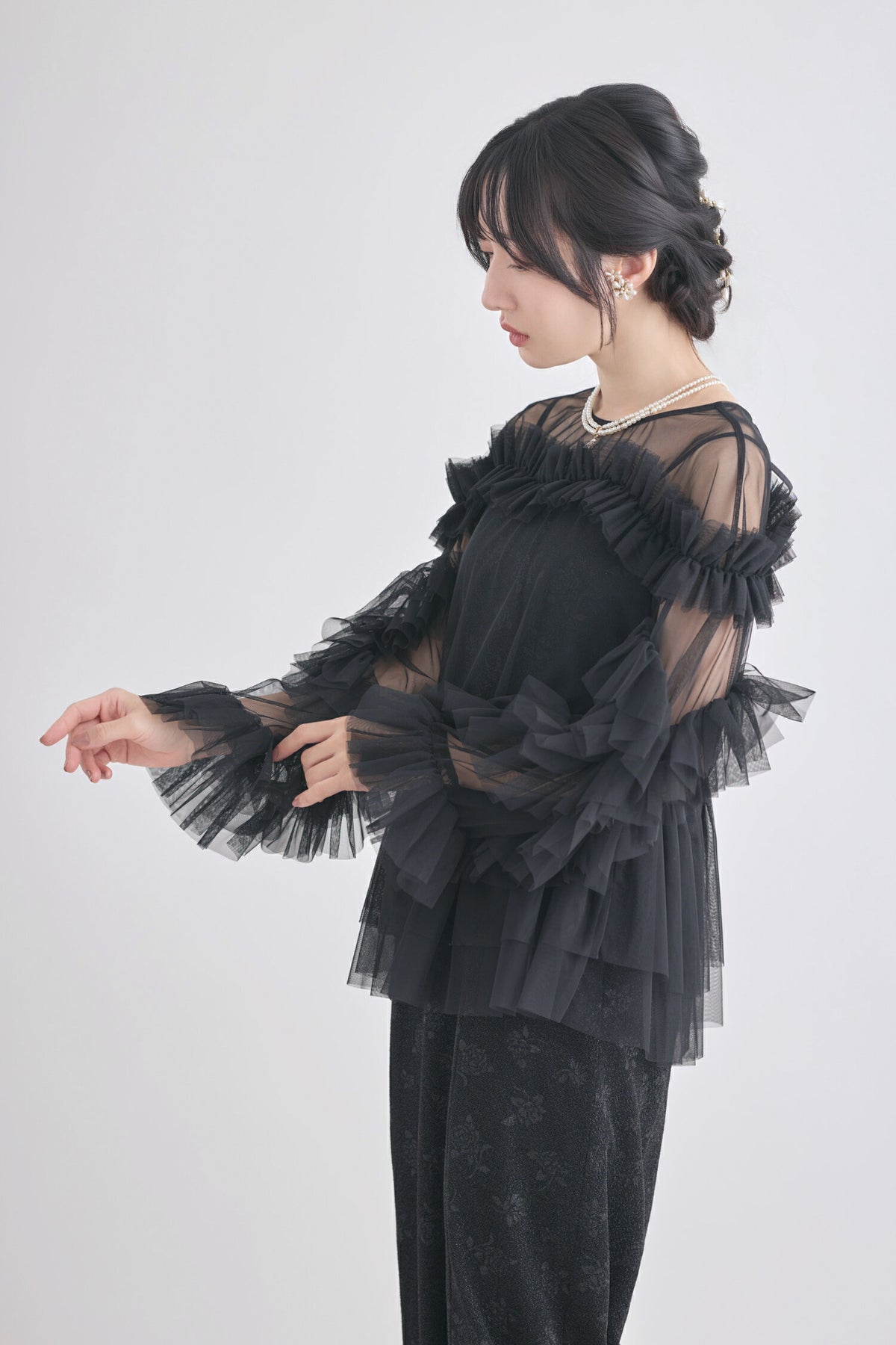 ドレスパーティードレス結婚式ワンピースお呼ばれロング春夏フォーマルプリーツパーティーレースロングドレス袖あり大きいサイズ