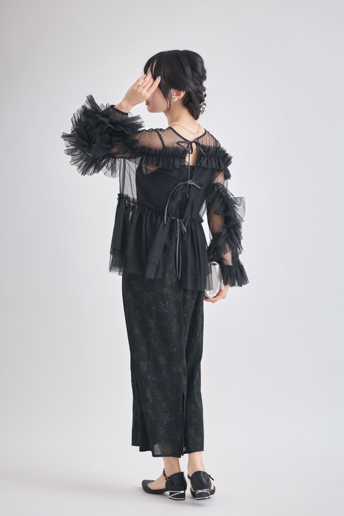 ドレスパーティードレス結婚式ワンピースお呼ばれロング春夏フォーマルプリーツパーティーレースロングドレス袖あり大きいサイズ