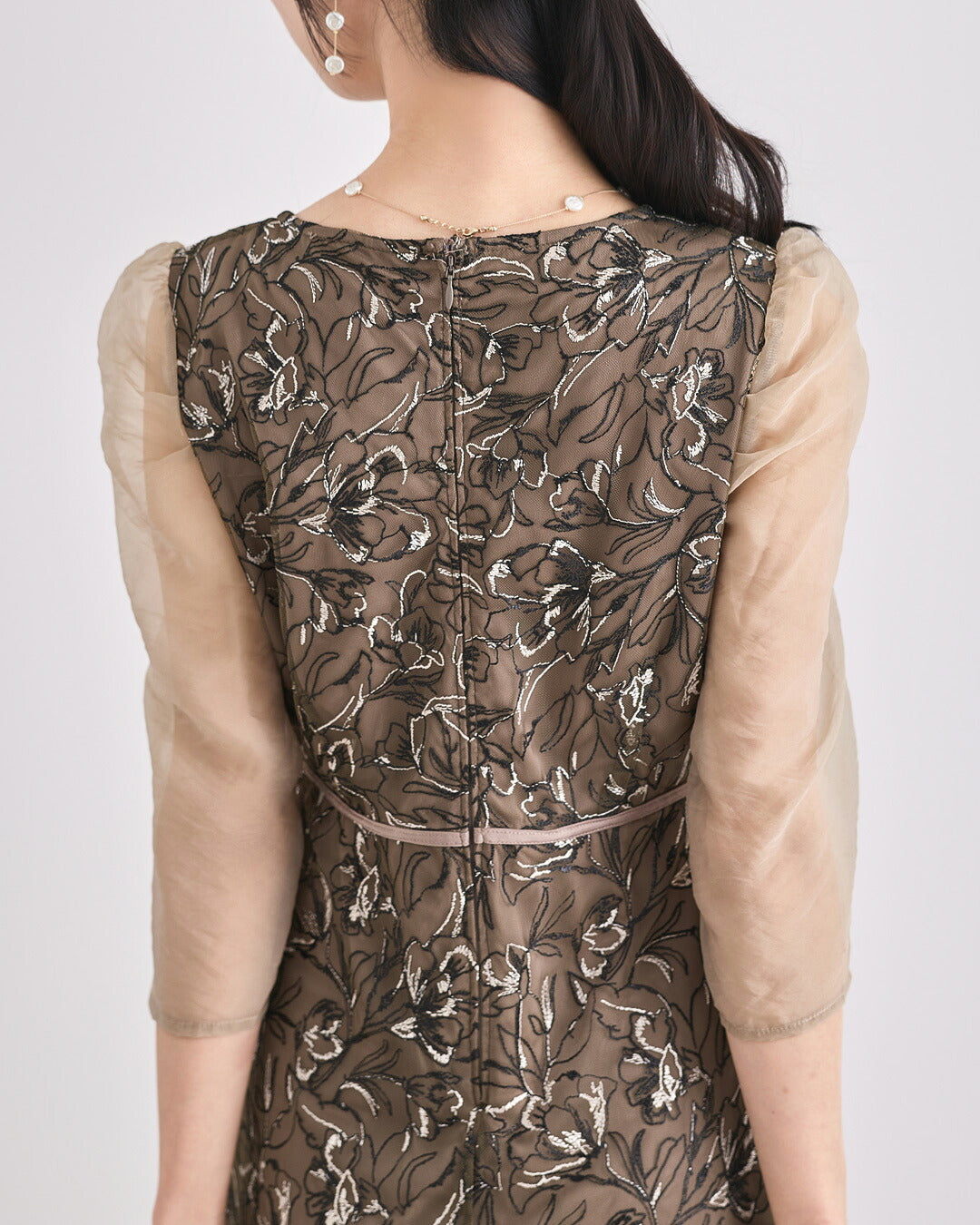 ドレスパーティードレス結婚式ワンピースお呼ばれロング春夏フォーマルプリーツパーティーレースロングドレス袖あり大きいサイズ