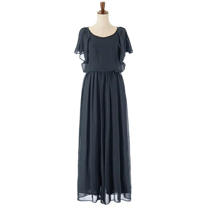 パーティードレス結婚式/パンツドレス/ドレス/秋冬/お呼ばれセットアップ/パンツスタイル/シフォン/サテン/ラッフル/ベージュ/ブラック/グリーン/ネイビー/Mサイズ/9号/Lサイズ/11号