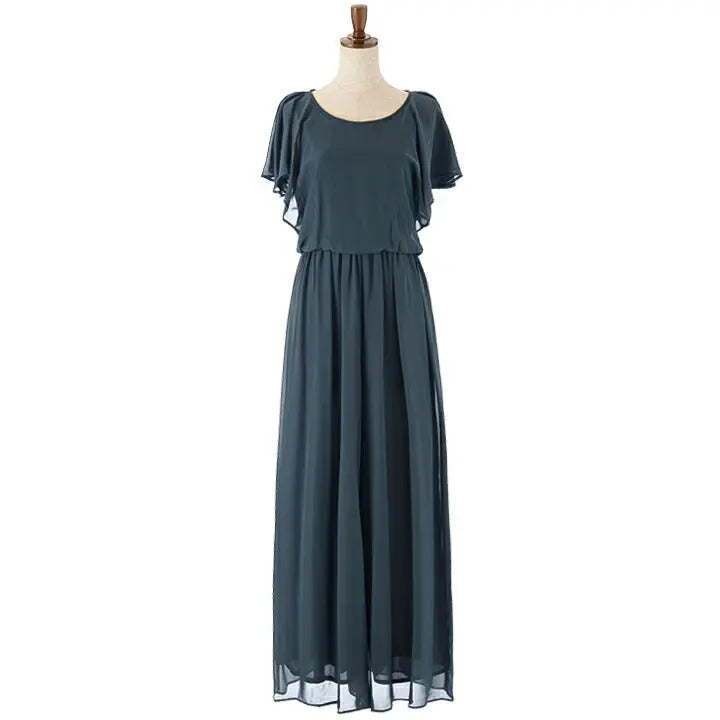 パーティードレス結婚式/パンツドレス/ドレス/秋冬/お呼ばれセットアップ/パンツスタイル/シフォン/サテン/ラッフル/ベージュ/ブラック/グリーン/ネイビー/Mサイズ/9号/Lサイズ/11号