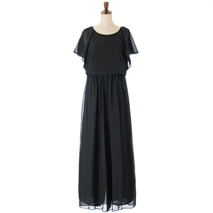 パーティードレス 結婚式/パンツドレス/ドレス/春夏/お呼ばれセットアップ/パンツスタイル/シフォン/サテン/ラッフル/ベージュ/ブラック/グリーン/ネイビー/Mサイズ/9号/Lサイズ/11号 パーティードレス通販TwinkleGIrls