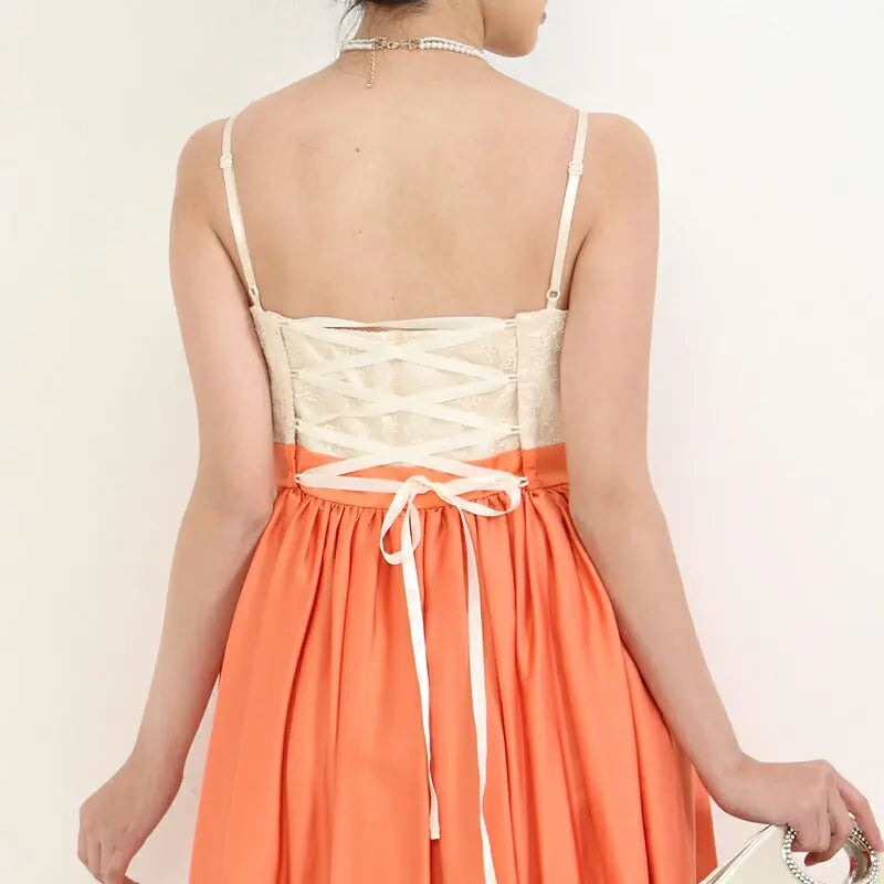 【アウトレット】結婚式ワンピースドレスパーティードレスレースバイカラーAライン披露宴結婚式20代30代二次会お呼ばれ服パーティーパーティ