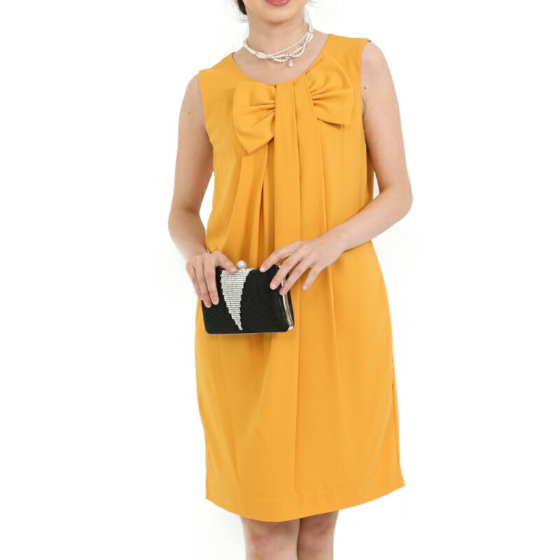 パーティードレス結婚式ドレス【全３色】リボンデザインＩラインノースリーブワンピース!!お呼ばれに人気のドレス☆ドレス結婚式お呼ばれパーティーブライズメイド二次会2次会パーティ通販Dress楽天服装お呼ばれ服パーティドレス送料無料