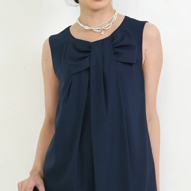 パーティードレス結婚式ドレス【全３色】リボンデザインＩラインノースリーブワンピース!!お呼ばれに人気のドレス☆ドレス結婚式お呼ばれパーティーブライズメイド二次会2次会パーティ通販Dress楽天服装お呼ばれ服パーティドレス送料無料