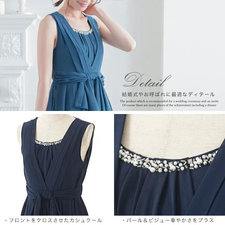 パーティードレス結婚式ワンピースドレス大きいサイズAラインビジューパーティドレス