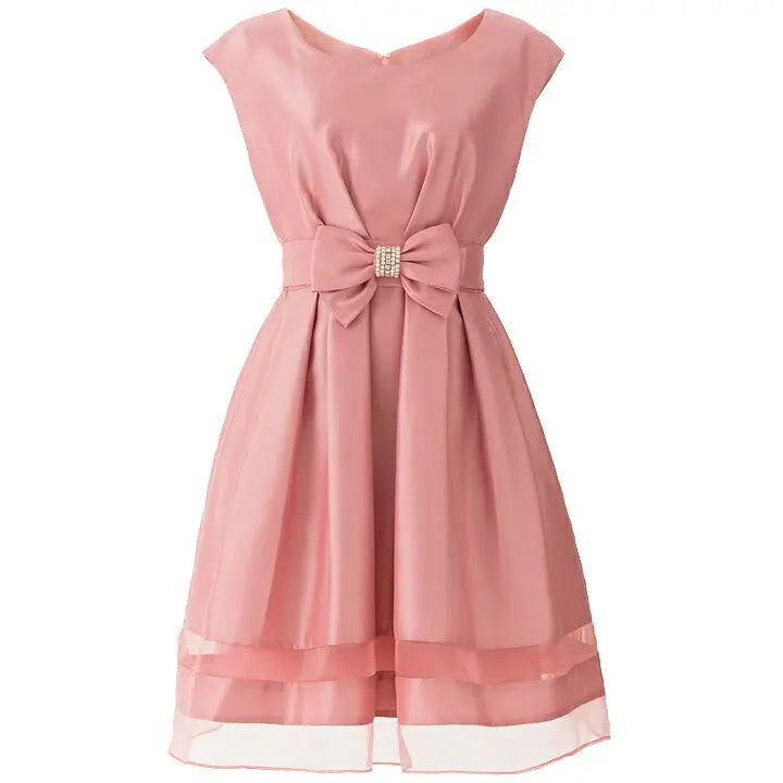 パーティードレス  ワンピース 結婚式 Mサイズ  30代 春夏  結婚式 20代 ドレス 結婚式 ゲスト 大人女子 二次会 Mサイズ M オーガンジー シャンタン リボンドレス リボン パーティードレス通販TwinkleGIrls