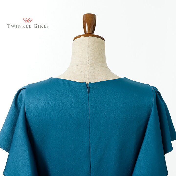 パーティードレス結婚式ワンピースドレスMサイズパーティドレスフリルラッフル9号パーティ２次会お呼ばれパーティワンピ