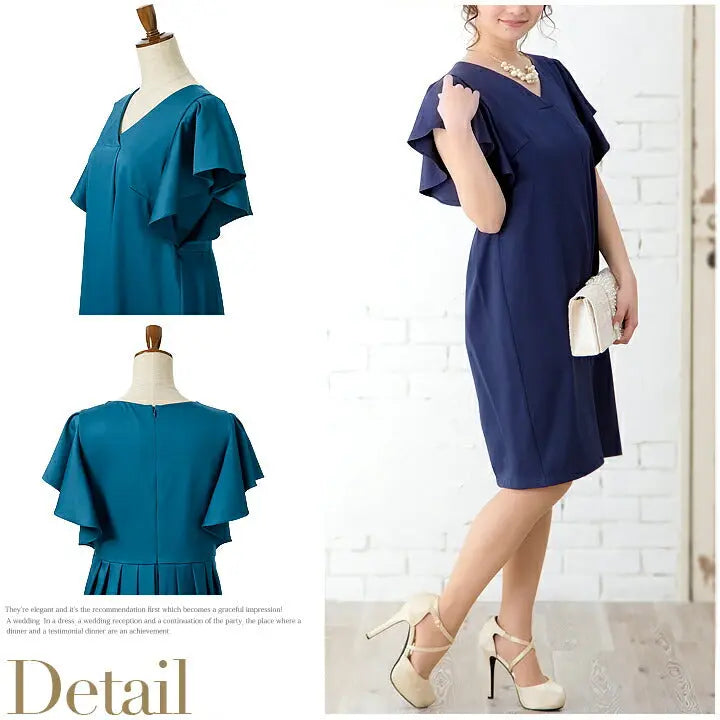 パーティードレス結婚式ワンピースドレスMサイズパーティドレスフリルラッフル9号パーティ２次会お呼ばれパーティワンピ