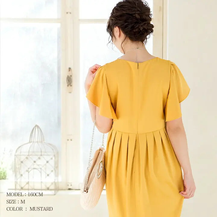 パーティードレス結婚式ワンピースドレスMサイズパーティドレスフリルラッフル9号パーティ２次会お呼ばれパーティワンピ