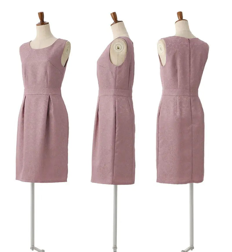 パーティードレス結婚式ワンピースドレスMサイズパーティドレスダマスク柄ドビー織9号パーティ２次会お呼ばれパーティワンピ