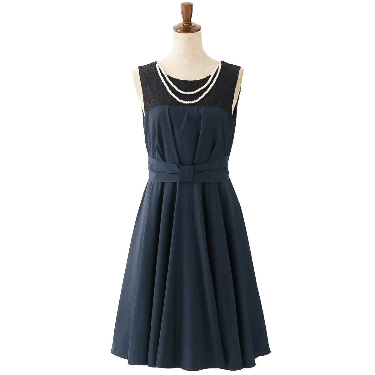 パーティードレス 結婚式/ワンピース/ドレス/春夏/20代/30代/お呼ばれAライン/膝丈/ネックレスセット/レースカーキ/ネイビー/ブラック/Mサイズ/9号 パーティードレス通販TwinkleGIrls
