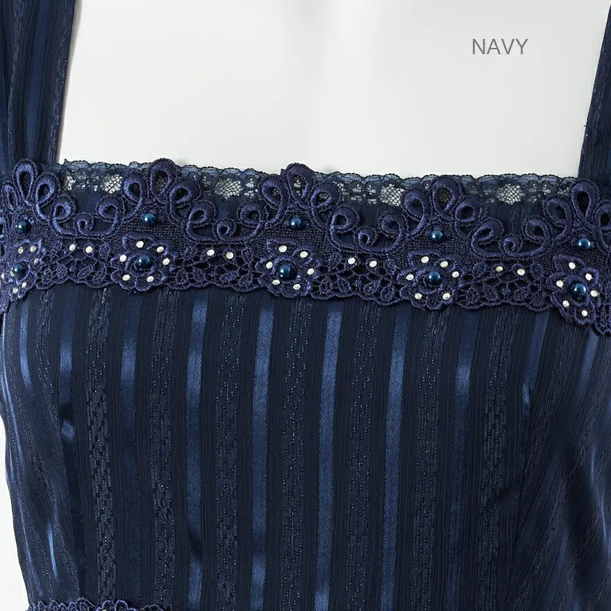 【アウトレット】結婚式ワンピースドレスパーティードレスストライプレースAライン披露宴結婚式20代30代二次会お呼ばれ服パーティーパーティ