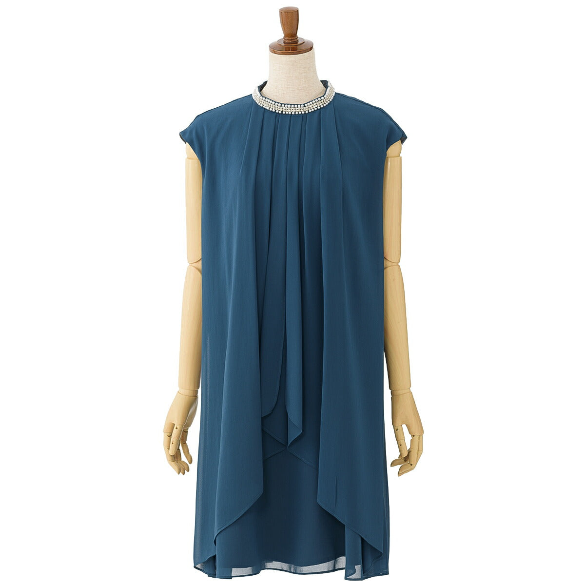 パーティードレス 結婚式/ワンピース/ドレス/春夏/20代/30代/お呼ばれラッフルフリル/Iライン/膝丈/パール/ビジュー/シフォン/サテン/グリーン/コーラルピンク/ネイビー/Mサイズ/9号 パーティードレス通販TwinkleGIrls