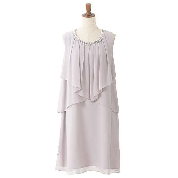 パーティードレス 結婚式 ワンピース ドレス  大きいサイズ Aライン パールビジュー  パーティドレス ノースリーブ ラッフルフリル パーティードレス通販TwinkleGIrls